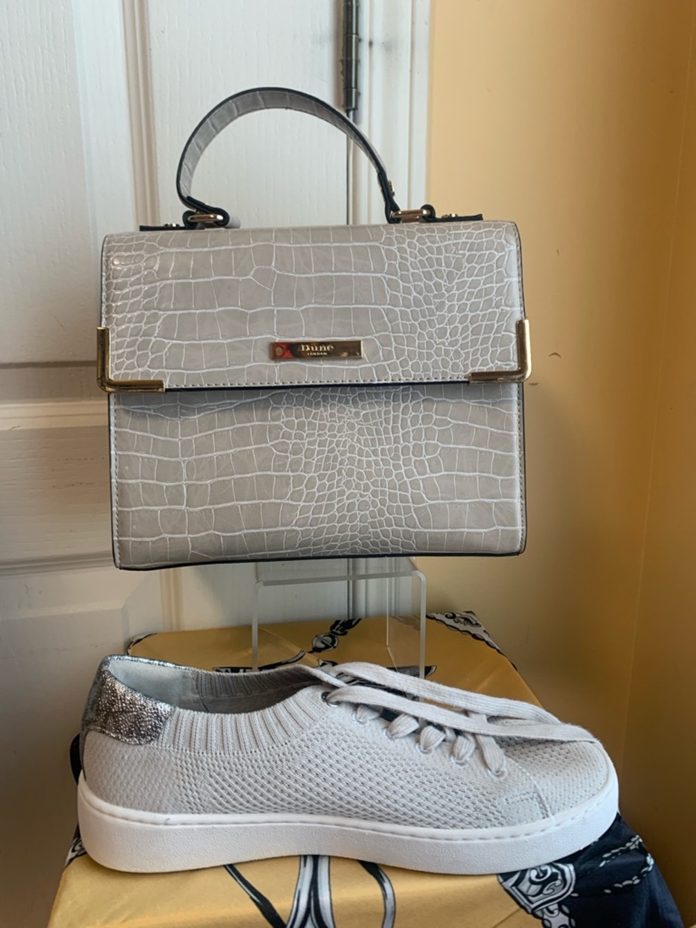 Dune London Croc-Embossed satchel bag